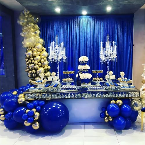 Image of 150pcs Royal Blue Balloons Different Sizes Pack, 18 12 10 5 Inch Party Balloon Garland Arch Kit Birthday Baby Shower Graduation Baseball Nautical Party Decorations(With 2 Ribbons)