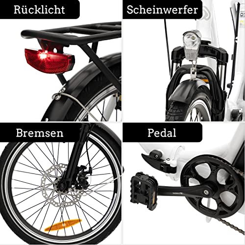 VecoCraft E-Pax Elektro Klapprad, E-Bike Klapprad 20 Zoll, E-Folding Bike mit Detachable Battery 36V 13Ah, 250W Motor, Portable Herren&Damen E Bike, Shimano 7 Gang-Schaltung Elektrofahrräder – Bild 7