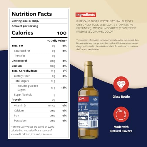 Image of Torani Apple Syrup for Drinks, Flavoring for Iced Tea, Lemonade, Sodas, and Cocktails, Glass Bottle with Pump Included, 25.4 Fl Oz