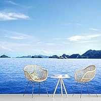 Wall Mural Beach and Blue Sea Removable Self-Adhesive Wallpaper Wall Decoration for Bedroom Living Room - 66x96 inches