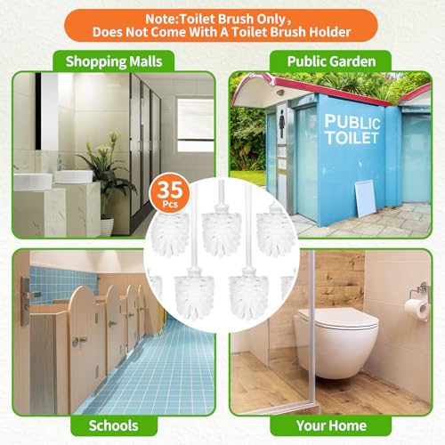 Image of 35pcs Toilet Brush Pack Long Handled Heavy Duty Commercial Toilet Brush Without Holder Disposable Toilet Brush Set