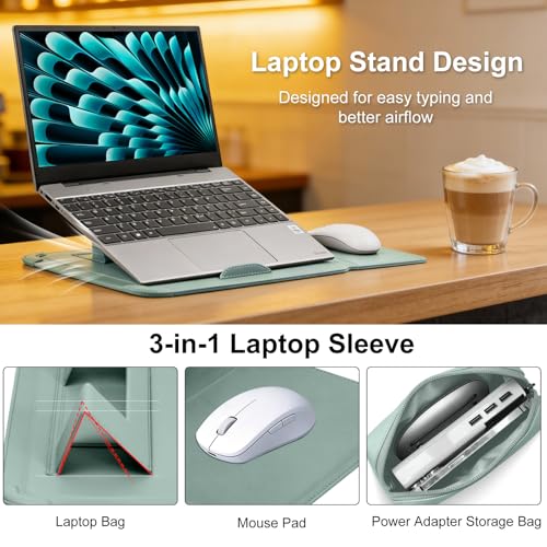 RoYiio Etui na laptopa 13-13,3-14", etui ze stojakiem do MacBook Pro 14" M5/M4/M3/M2/M1 i Pro/Max, MacBook Pro 13" M2/M1, MacBook Air 13" M5/M4/M3/M2/M1, etui na laptopa, skóra poliuretanowa, etui