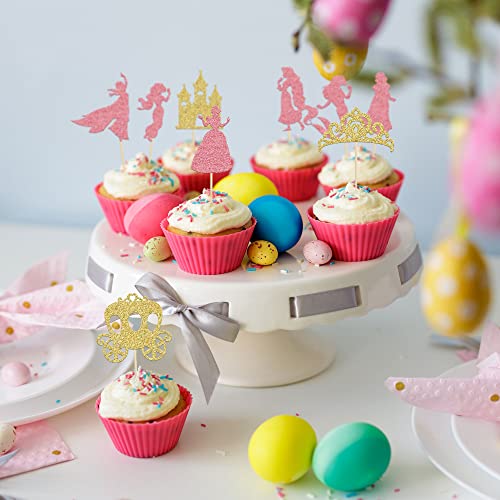 Gyufise 36Pcs Princess Cupcake Toppers Crown Castle Girl Cake Toppers Decorations Birthday Fruits Picks For Princess Girl Babyshower Theme Party Decoration #TOP5