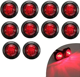 KYYET 10 Pcs 3/4 Inch Mount LED Rear Side Marker Indicator Lights for Trucks, Traile ,Cab Marker, RV Marker,Marine Led Utility Strip Light for Boats ,Taillight Brake Stop Lamp12V (Red)