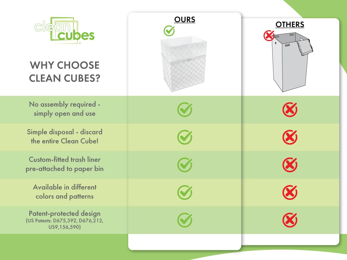 Clean Cubes Pojemniki na śmieci 33 l i pojemniki do recyklingu do sanitarnej utylizacji śmieci. Jednorazowe pojemniki na imprezy, imprezy, imprezy, recykling i inne. 6 sztuk (kratka)