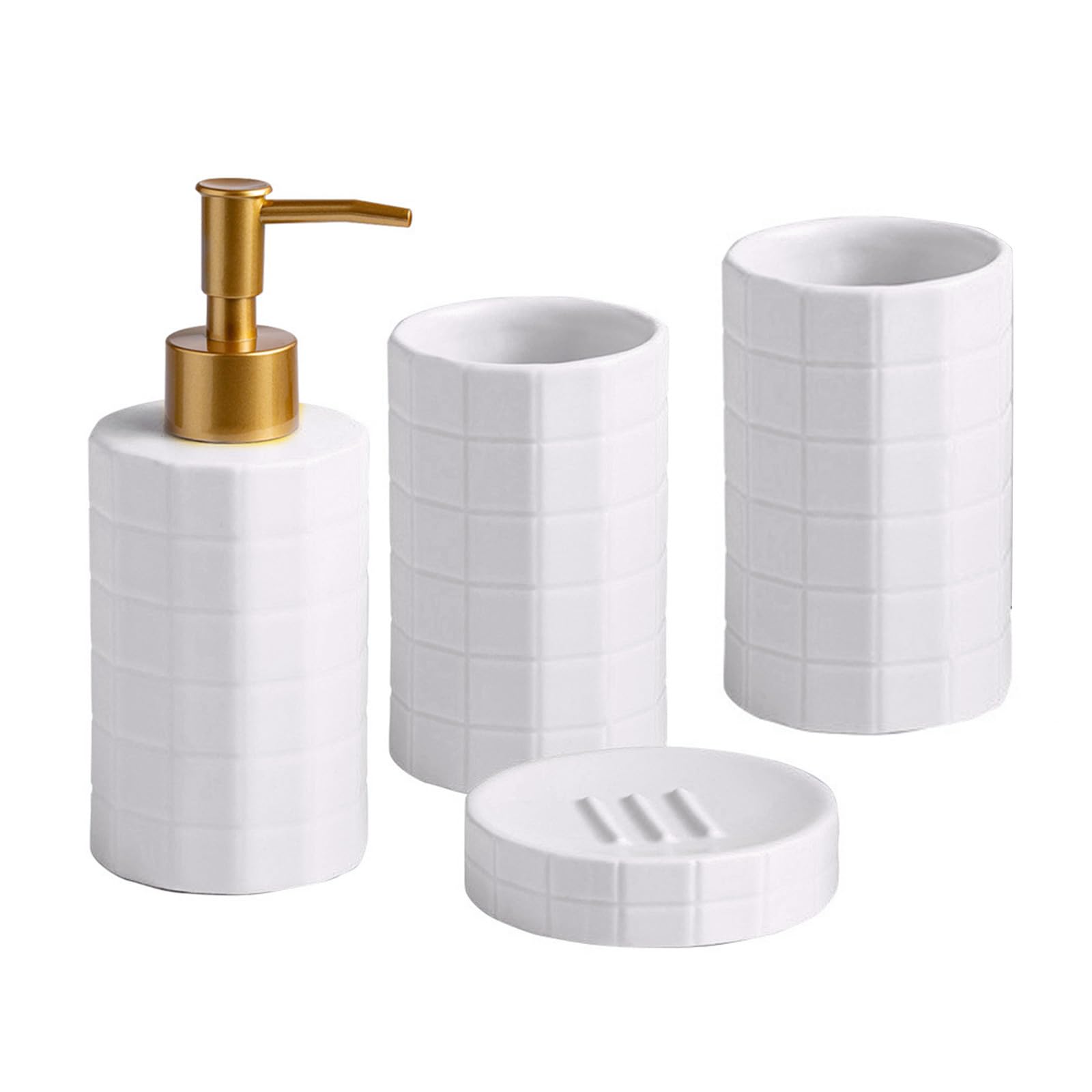 Buxuaaaa White Ceramic Bathroom Set With Nonslip Base Toiletry Includes Soap Dispenser, Toothbrush Holder For Modern Bathrooms Ceramic Bathroom Set