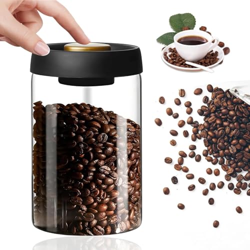 HdFShJjH Storage Container Vacuum Sealing for Jars Glass Kitchen Coffee Jars with Airtight Lid for Beans Grounds Tea Sugar Nuts Spices Coffee 1200ml