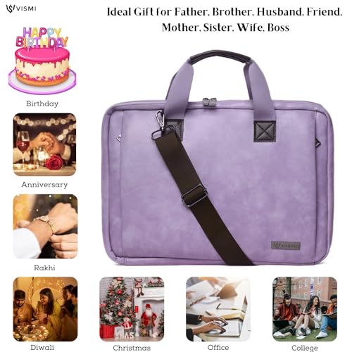 Image of VISMIINTREND Stylish Leather Office Laptop Bag Handbag for Men & Women| Slim,Briefcase,Messenger Bags| Fits 13 inch,14 inch, 15.6 inch Macbook Laptops, Birthday Gift for Husband /Father, Corporate Diwali Gifts