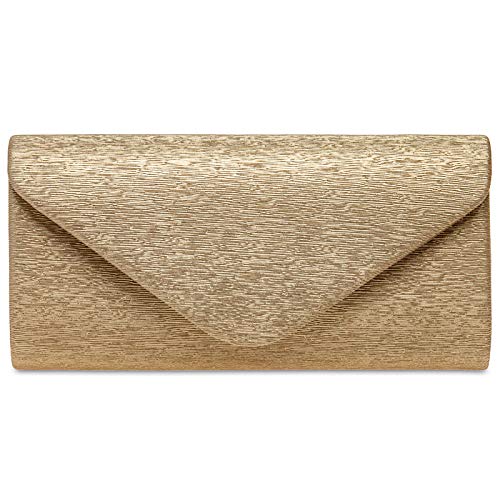 Caspar TA518 Damen kleine elegante Glanz Clutch Tasche Abendtasche, Farbe:bronze, Größe:Einheitsgröße