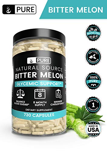 Bitter Melon, 730 Capsules, 1245mg Serving, 8 Month Supply, 100% Pure & Natural Herbal Supplement with No Fillers, Non-GMO & Made in USA, Undiluted with No Additives