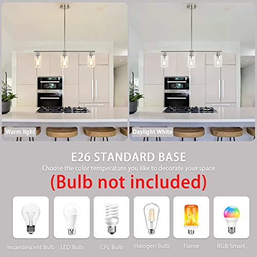 Mrhyswd D0068 3 Lights Kitchen Island Lighting Brushed Nickel Pendant Light Fixtures thumb #2