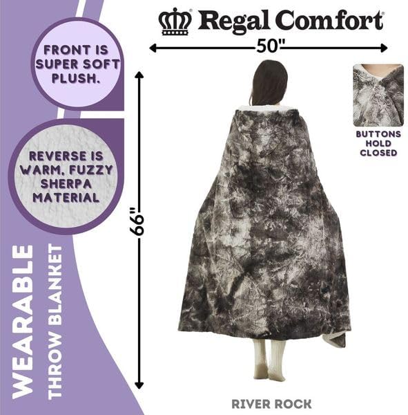 Miniatura 8 de Regal Comfort Manta Sherpa de piel sintética, cálida y suave, de gran tamaño, decoración de sofá y silla, perfecta para todas las estaciones, River