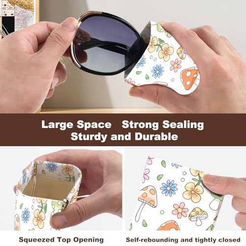 Image of Anikathy 2Pcs Sunglass Eyeglass Glasses Case Soft PU Leather with Cleaning Cloth Portable Glasses Pouch Bag for Men Women