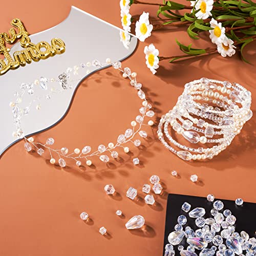 PandaHall 15 Strands Crystal Glass Beads Clear AB Color Faceted Cube Bicone Rondelle Teardrop Round Loose Beads Bulk for Jewelry Making (EGLA-TA0001-13-YS-EU) - Image 2