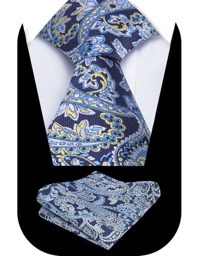Image of Alizeal Mens 3.15'' Vintage Paisley Tie Pocket Square Set | Elegant Perfect for Banquet Wedding and Party