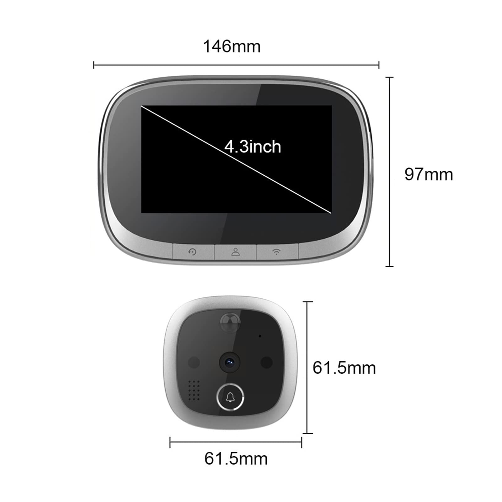 Videocamera per Campanello, Telecamera for campanello video Tuya con rilevamento del movimento for la visione notturna del campanello Monitor a schermo LCD da 4,3 pollici for l'archiviazione cloud a 2