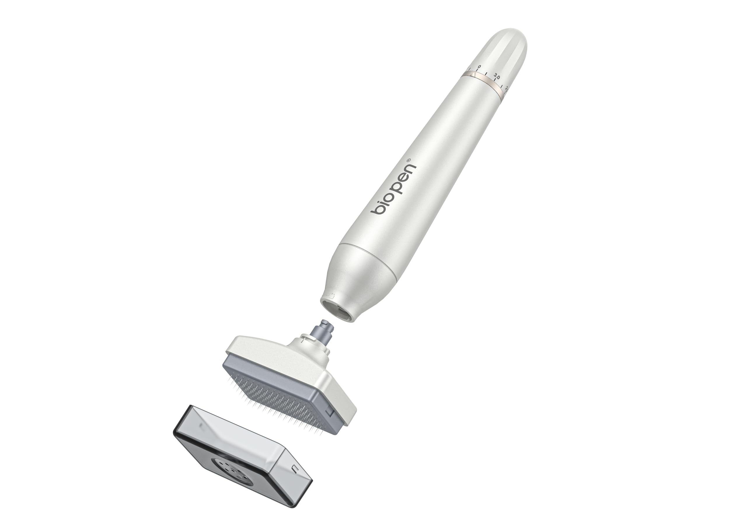 Derma Stamp Outil professionnel réglable en titane 0–3 mm – Croissance des cheveux et de la barbe, soins du visage et du corps – Alternative à un usage domestique pour Derma Roller et stylo – Hommes