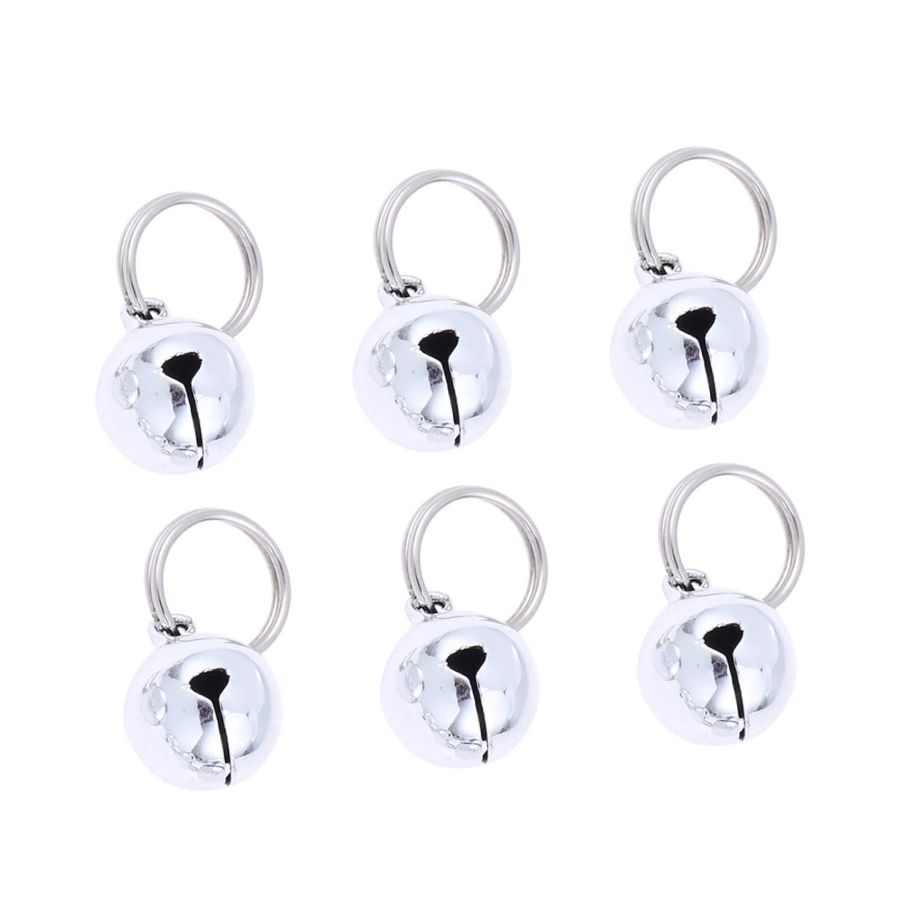 20 Pcs Bell Silver Pet Collar Pendant Pet Tracker Christmas Bells Copper Bell To Open, 1.8X1.8CM, Metal Faux Leather, Metal No Gemstone