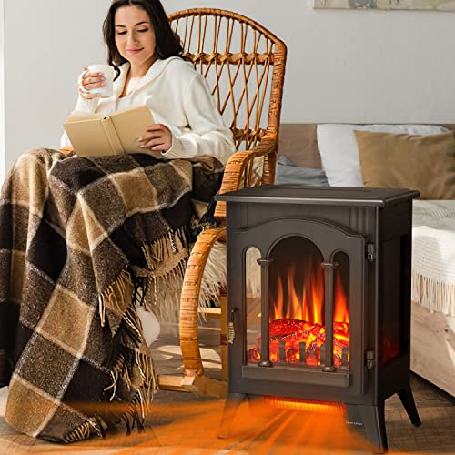 Zafro 3D Infrared Heating Electric Fireplace Stove, Freestanding Fireplace Heater, Adjustable Brightness And Heating, Overheating Protection System, 1000W/1500W, Black #TOP4