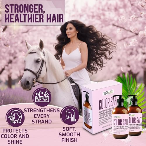 Image of Color Safe Shampoo and Conditioner Set - Sulfate Free and Paraben Free for Protecting Treated, Dyed, and Colored Hair - Professional Salon Care for Women and Men - 16 Fl Oz (Set of 2)
