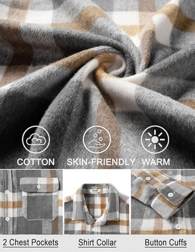Image of COOFANDY Mens Flannel Shirts Long Sleeve Plaid Shirt Jacket Button Down Shirt with Pockets