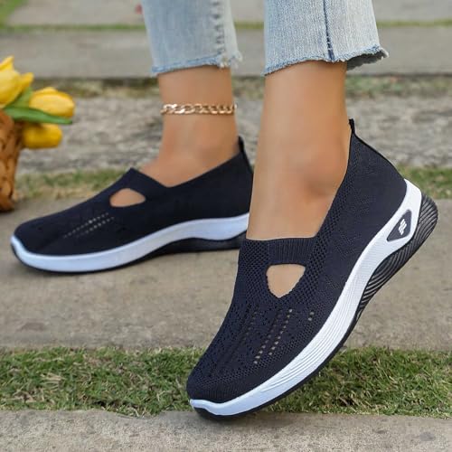 Orthowalk Womens Shoes Woven Arch Support Slip-On Sneakers Breathable Soft Indoor Outdoor Casual Walking Anti-Skid Sport Shoe3