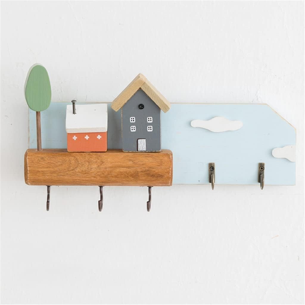Key Rack Cute Key Wooden Storage Rack Entrance Wall Hanging Door Wall Decoration Hook Small House Decorative Frame (Color : A Size : Style 1) (A Style 2)