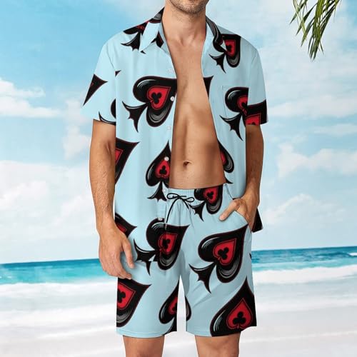 Aceess of Spades Men's Hawaiian Set Casual Short Sleeve Shirt And Shorts Suits Outfits Beach Shirt 2 Piece2