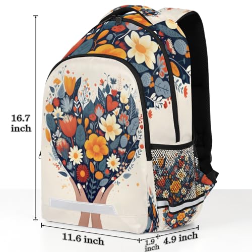Love 17 Inch Kids Backpacks for Teen Girls Women Flower Laptop Backpack College Bookbags Middle School with Adjustable, Padded Straps2