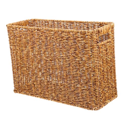 Panier à magazines rectangulaire délicat et attrayant marron en plastique robuste - 2