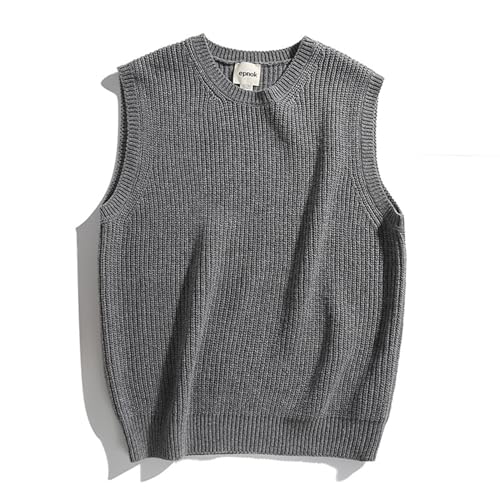 Men's Wool Blend Crew Neck Sleeveless Knit Vest - Lightweight Pullover for Casual Or Dressy Wear, Perfect for Layering(XL, Gray)