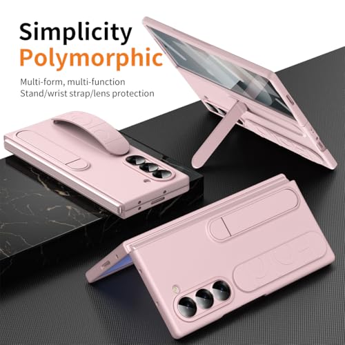 Protection Écran Intégrée Coque Z Fold 6 Fine Robuste Rose Antichoc Dragonne