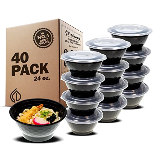 Freshware Meal Prep Bento Box, Bowl, 24 ounce, 40-Pack