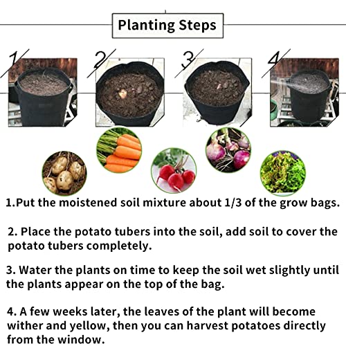 Syruix Potato Grow Bag With Flap, 4 Pack 10 Gallon Garden Vegetables Planter Bags With Handles Harvest Window And Plant Label Pocket, Nonwoven Fabric Planting Pots For Potatoes, Tomato And Vegetables #TOP5