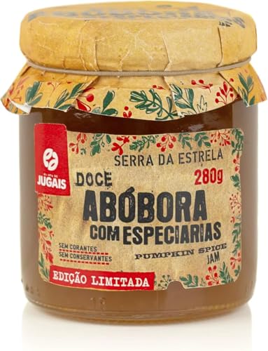 Kürbismarmelade mit Gewürzen - Glas mit 280g - Einzigartiger und besonderer Geschmack - Ideal für Desserts und Frühstück - Ohne Farbstoffe und Konservierungsstoffe - Gourmet-Produkt aus Portugal