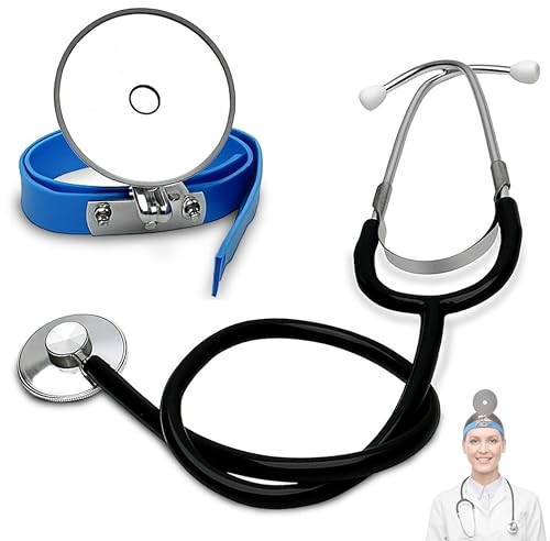 Realistic Medical Head Mirror and Functional Black Stethoscope Prop Set for Theatrical Costumes, Cosplay, Stage Performances, Film Production, and Medical Simulation Accessories