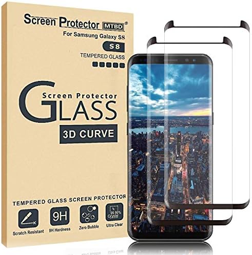 Galaxy S8 Screen Protector,Full Coverage Tempered Glass [2 Pack][3D Curved][Anti-Scratch] [Anti-Fingerprint][High Definition] for Samsung Galaxy S8 Tempered Glass Film Screen