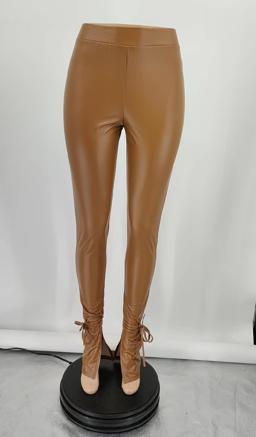 Leggings Donne Donna Alta Elassa Elassione Scrittura Scritture Schedi Pantani di Inlettura-Brown,XXL