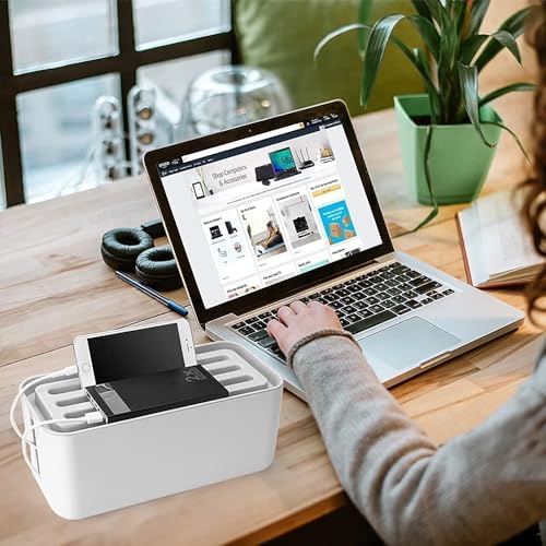 Image of Cable Management Box - 10 pcs, Cable Organizer for Desk, Wire Organizer for Table, Cable Box, Wire Box, Cable Management Box Organizer, Wire Bin for Home & Office