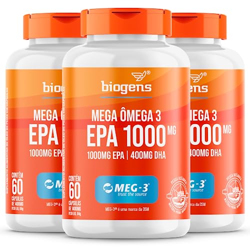 Suplemento Mega Omega 3 MEG-3™, Biogens, Kit 3x 60 cápsulas