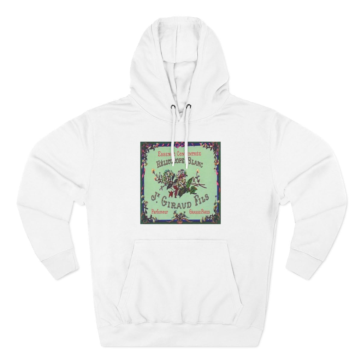 French Perfume Ad Three-Panel Fleece Hoodie White/L