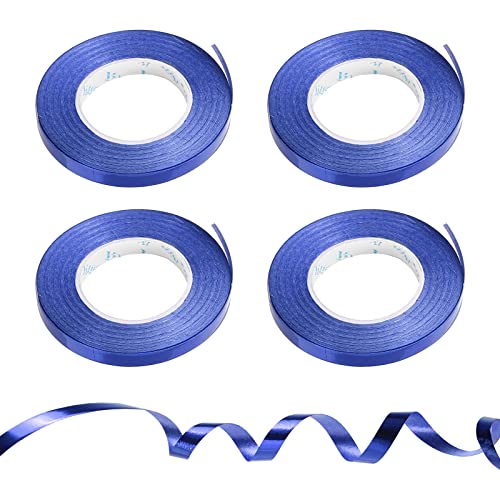 PATIKIL 4pcs Curling Ribbon Crimped Balloon String Shiny Metallic 5mm 10m Iridescent for Party Decoration Gift Wrapping Crafts Dark Blue