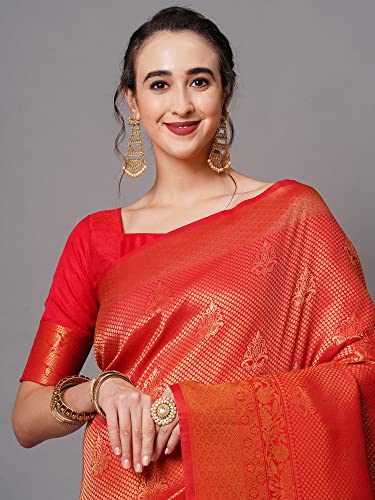 Image of AKHILAM Women's Banarasi Silk Woven Design Saree With Unstitched Blouse Piece (KUNT1880 Parent)