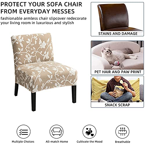 Image of Eco-Ancheng Armless Chair Slipcover Removable Armless Accent Chairs Covers Washable Armless Slipper Chair Slipcover Printed Armless Chair Furniture Protector Covers for Living Dining Room Hotel