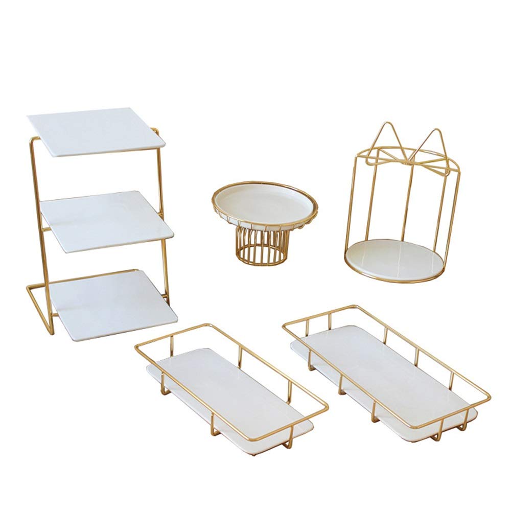 Soporte de cerámica para Tartas, de Tres Niveles, para postres, Ideal para cumpleaños, Bodas, Fiestas, Pasteles, Comida y postres de Frutas (Blanco, Talla única)
