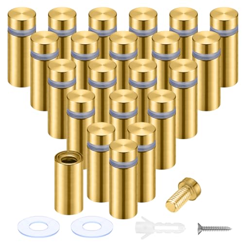 Image of Pelopy 24 Pcs Sign Standoff Screws Advertising Screws Stainless Steel Wall Standoff Mounts Glass Acrylic Nail (1 /2 x 1 Inch,Gold)