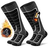 Stoeury 2 Paar Merinowolle Skisocken Herren Damen, Gepolsterte Skisocken, Bequeme Snowboard Socken, Warme Skistrümpfe, Thermosocken Wintersocken für Skifahren, Langlauf, Snowboarden, Grau, L