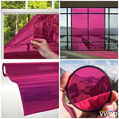 Image of VViViD Transparent Colorful Vinyl Window Tinting Sheets (1.49ft x 5ft, Pink)