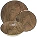VAJILLA 18 PIEZAS CERÁMICA EFECTO MADERA: 6 PLATOS LLANOS D. 26CM + 6 PLATOS SOPEROS D.22CM + 6 PLATOS DE POSTRE D. 20CM