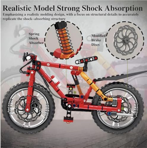 Image of Bike Building Blocks Set for Kids 8+ Years, 212 PCS Realistic Bicycle Model Construction Toy, STEM Educational DIY Building Block Toy for Boys & Girls
